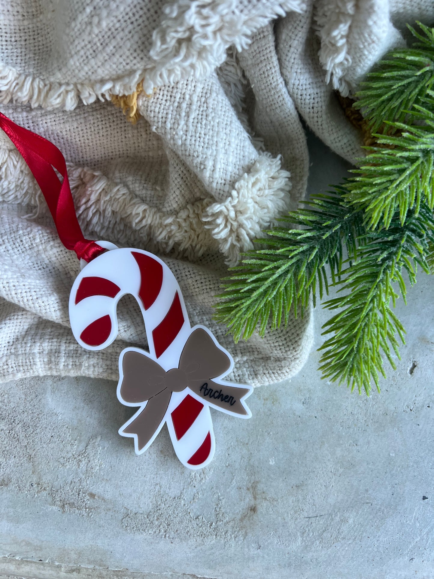 Personalised Acrylic Candycane Ornament