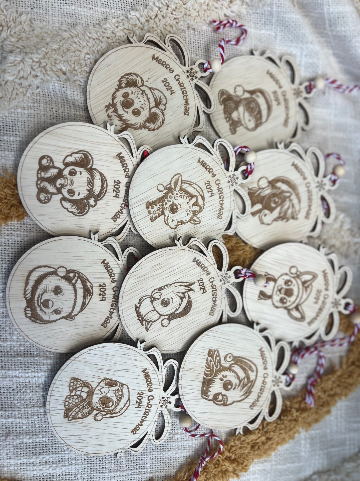 Australian Animals with Santa Hat Ornaments