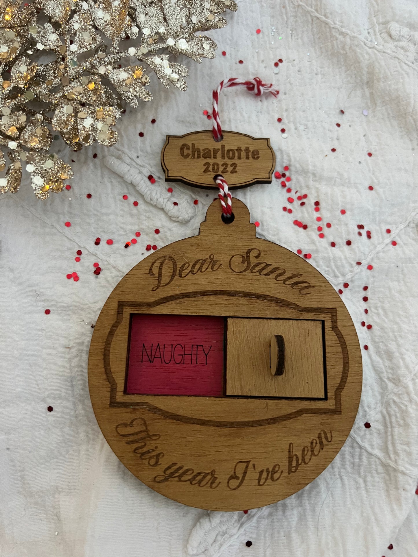Personalised Christmas Naughty or Nice Decoration