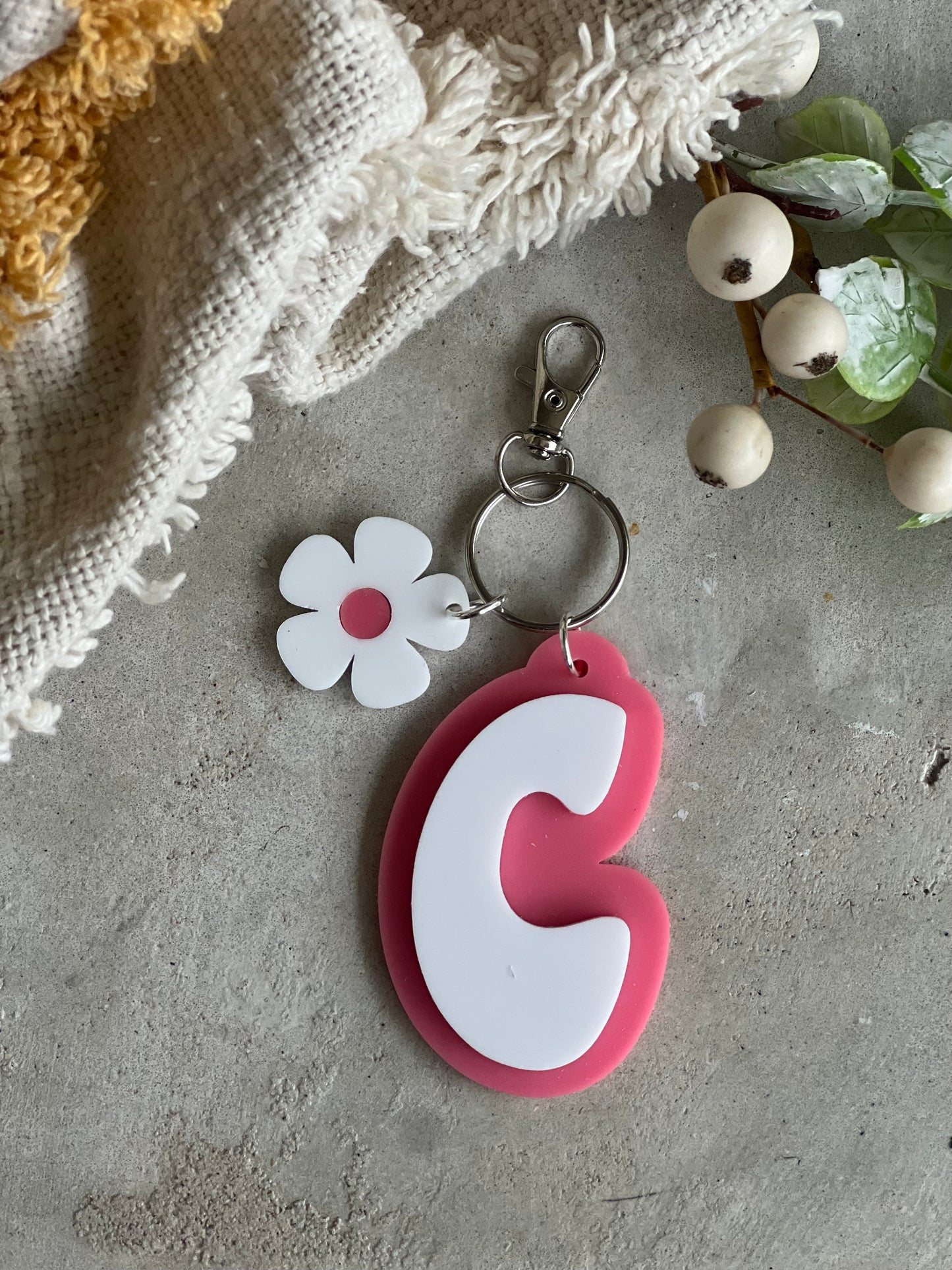 Initial Name Tag with a Flower