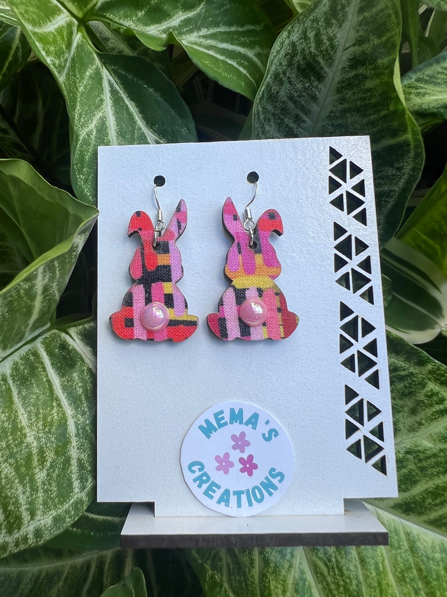 Easter Bunny Colourful Strips Earrings