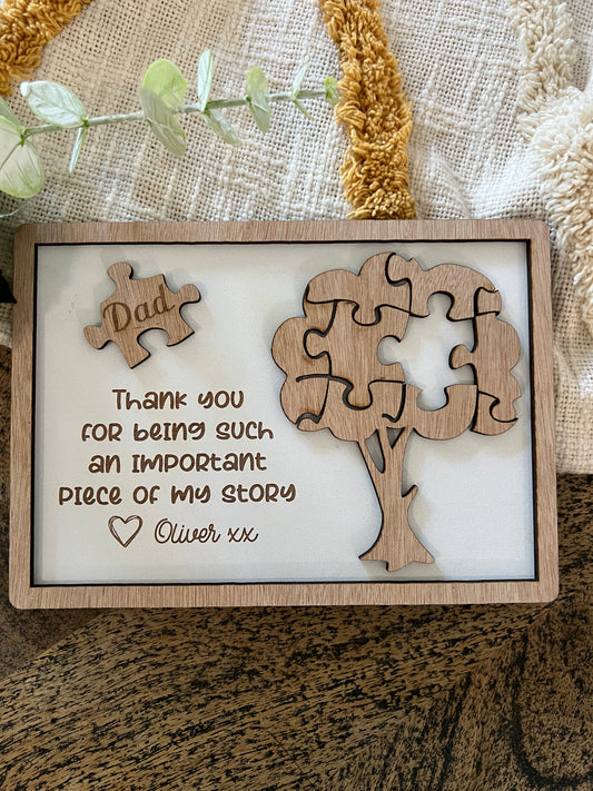 Personalized Puzzle Tree Plaque