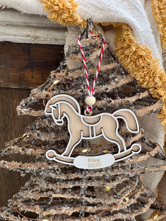 Personalized Christmas Rocky Horse Ornament