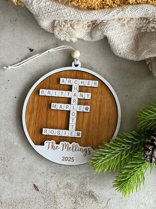 Personalized Christmas Crossword Ornament