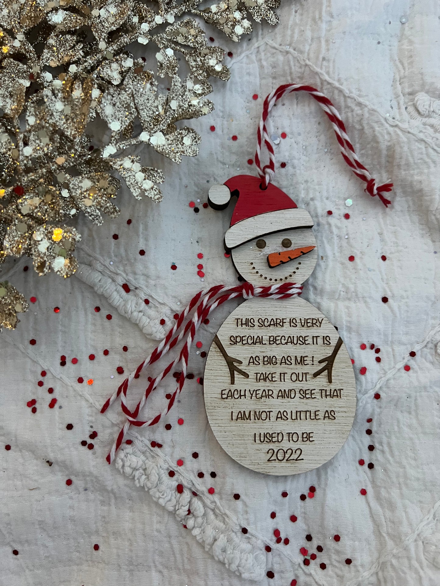 Personalised Christmas Snowman Height Decoration