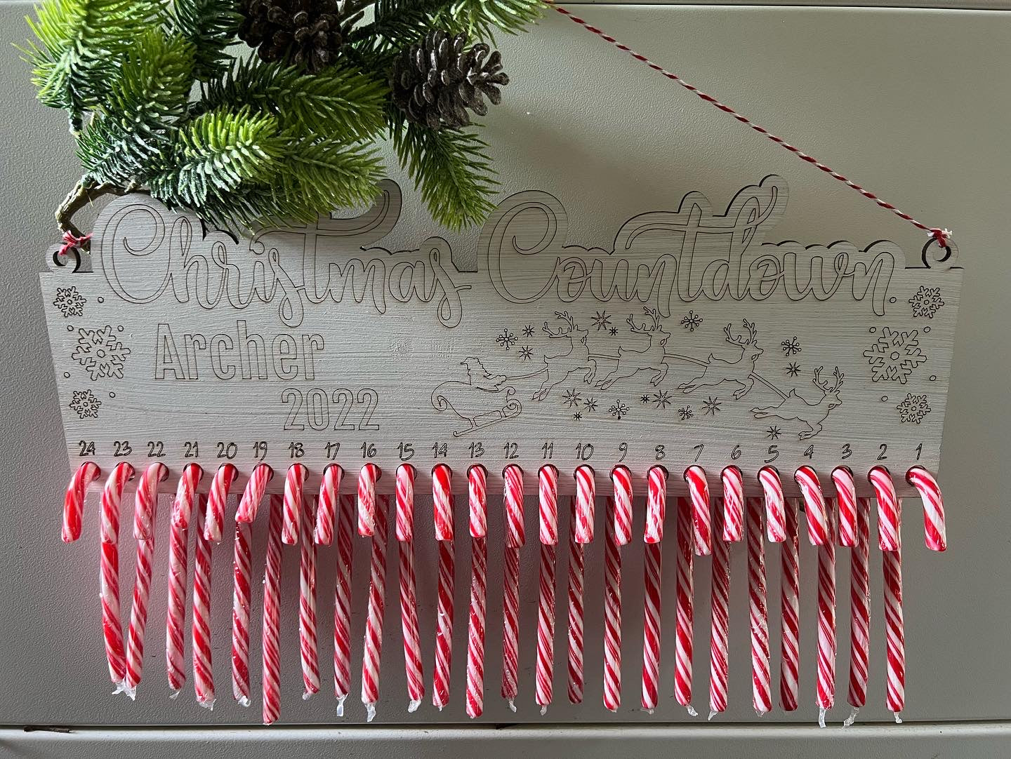 Personalised Candy Cane Countdown Calendar