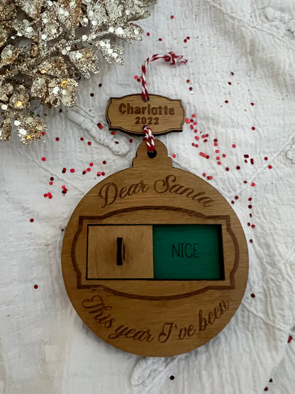 Personalised Christmas Naughty or Nice Decoration